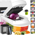 8-Blade Vegetable Chopper & Mandoline Slicer with Container – All-in-1 Kitchen Cutter, Onion & Salad Chopper (White)
